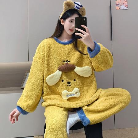 FA50364# 珊瑚绒睡衣女士秋冬季新款甜美可外穿加厚保暖家居服套装 服裝批發女裝批發服飾貨源