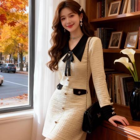 FA50370# 名媛范气质慵懒风修身连衣裙女秋冬时尚蝴蝶结打底针织裙子女 服裝批發女裝批發服飾貨源