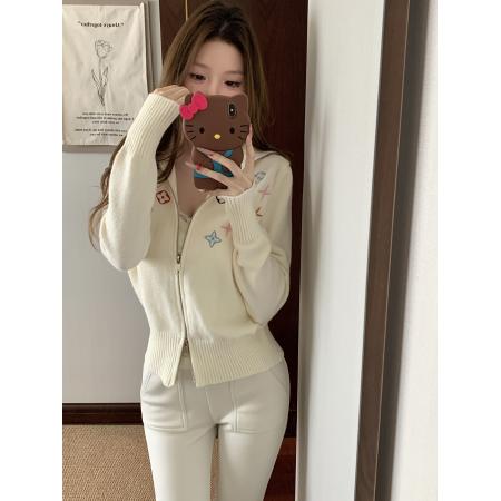 FA50375# 高端彩色刺绣双拉链外套女高领加厚宽松显瘦气质上衣 服裝批發女裝批發服飾貨源