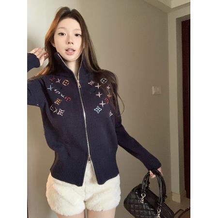 FA50375# 高端彩色刺绣双拉链外套女高领加厚宽松显瘦气质上衣 服裝批發女裝批發服飾貨源