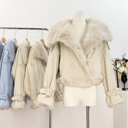 FA50386# 暖芯绒感定染重工短外套 服裝批發女裝批發服飾貨源