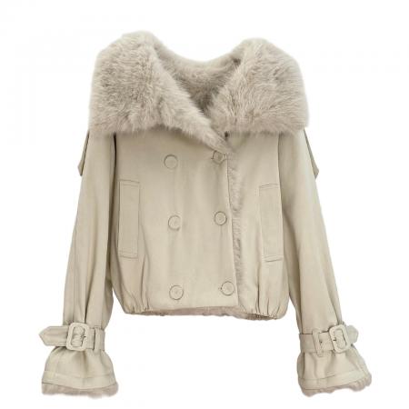 FA50386# 暖芯绒感定染重工短外套 服裝批發女裝批發服飾貨源