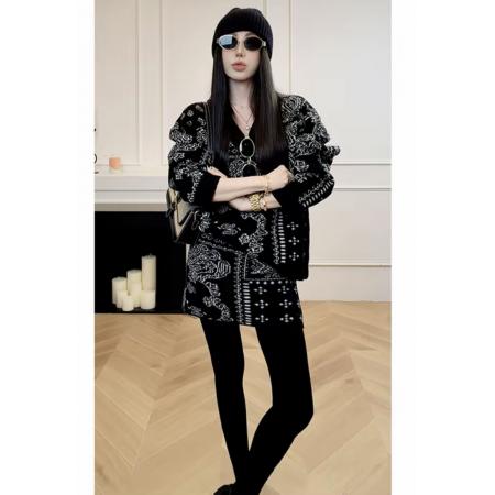 FA50390# 韩国东大门秋冬毛衣套装两件套提花毛衣女 服裝批發女裝批發服飾貨源