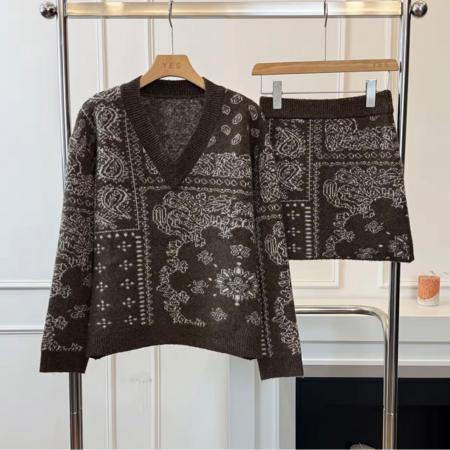 FA50390# 韩国东大门秋冬毛衣套装两件套提花毛衣女 服裝批發女裝批發服飾貨源