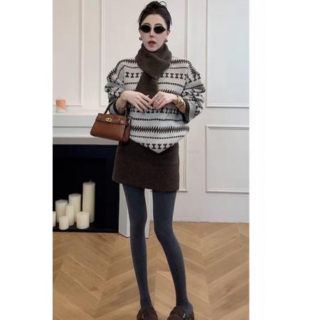 FA50391# 秋冬高品毛衣围脖上衣短裙三件套 服裝批發女裝批發服飾貨源