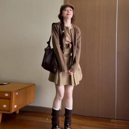 FA50406# 法式长袖高级感连衣裙子秋季新爆款女流行巨好看出片短裙套装 服裝批發女裝批發服飾貨源