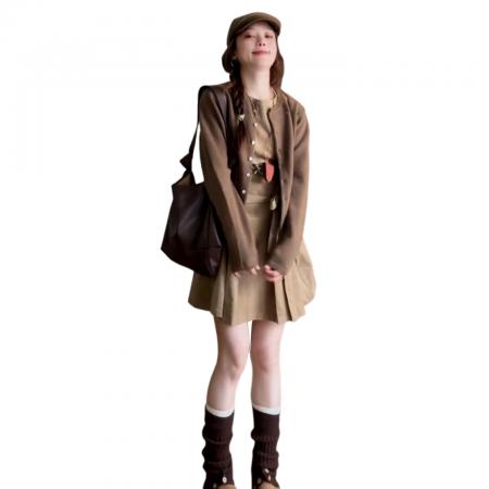 FA50406# 法式长袖高级感连衣裙子秋季新爆款女流行巨好看出片短裙套装 服裝批發女裝批發服飾貨源