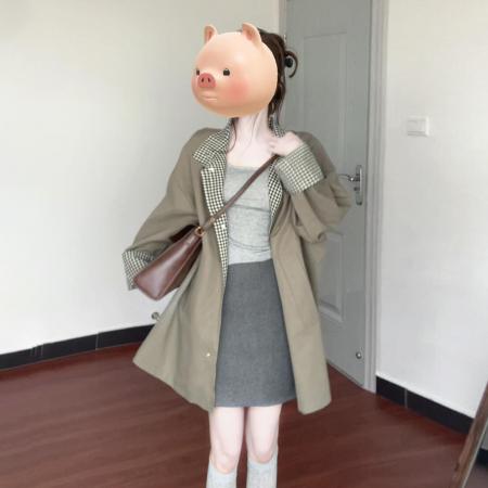 FA50407# 卡其色风衣外套女新款早秋季小个子巨好看高级感英伦风中长款 服裝批發女裝批發服飾貨源