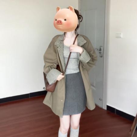 FA50407# 卡其色风衣外套女新款早秋季小个子巨好看高级感英伦风中长款 服裝批發女裝批發服飾貨源