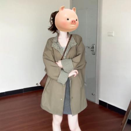 FA50407# 卡其色风衣外套女新款早秋季小个子巨好看高级感英伦风中长款 服裝批發女裝批發服飾貨源