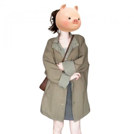 FA50407# 卡其色风衣外套女新款早秋季小个子巨好看高级感英伦风中长款 服裝批發女裝批發服飾貨源