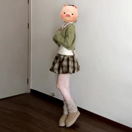 FA50409# 森系甜美风绿色针织毛衣连衣裙子女秋冬新款韩系穿搭套装短裙 服裝批發女裝批發服飾貨源