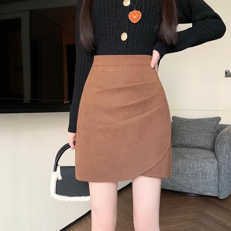 FA50410# 新款韩版秋冬季新款气质高腰性感黑色不规则显瘦辣妹短裙 服裝批發女裝批發服飾貨源