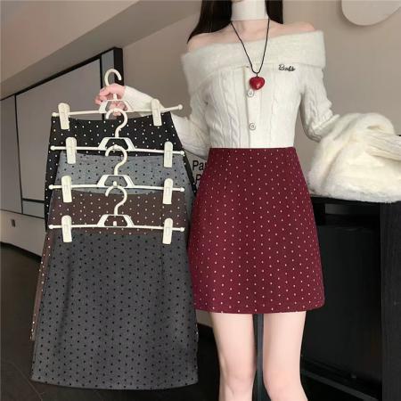 秋冬韩版复古高腰毛呢chic保...