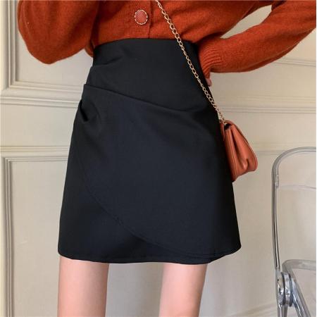 秋冬季新款气质高腰性感黑色不规则显瘦辣妹短裙 服裝批發女裝批發服飾貨源