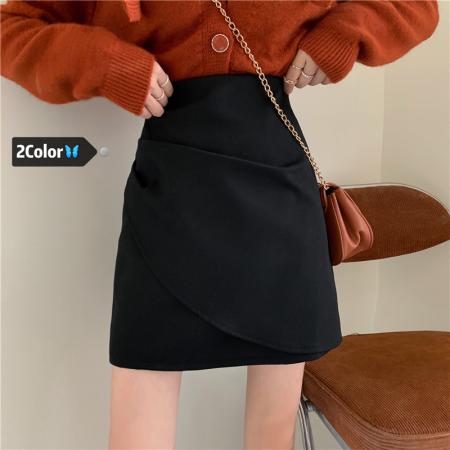 秋冬季新款气质高腰性感黑色不规则显瘦辣妹短裙 服裝批發女裝批發服飾貨源