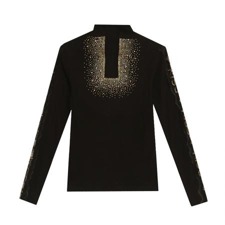 FA50425# 秋冬新款双面奥绒高领镂空重工艺烫钻百搭打底衫长袖女 服裝批發女裝批發服飾貨源