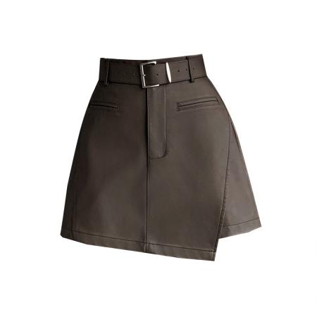 有货皮裙裤女秋冬休闲皮裤裙百搭半身裙pu皮短裙高腰a字裙裤 服裝批發女裝批發服飾貨源