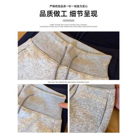 美式浅灰色运动微喇裤女秋冬新款休闲宽松显瘦喇叭裤加绒卫裤 服裝批發女裝批發服飾貨源