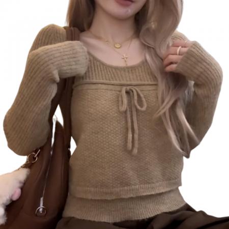 设计感针织毛衣女新款爆款巨好看秋冬独特漂亮内搭打底衫上衣 服裝批發女裝批發服飾貨源