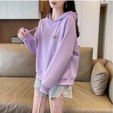 仿棉华棉复合秋装卫衣女新款连帽设计感小个子宽松上衣 服裝批發女裝批發服飾貨源