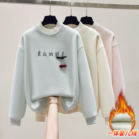 毛线领假两件小清新卫衣女加绒小个子上衣 服裝批發女裝批發服飾貨源