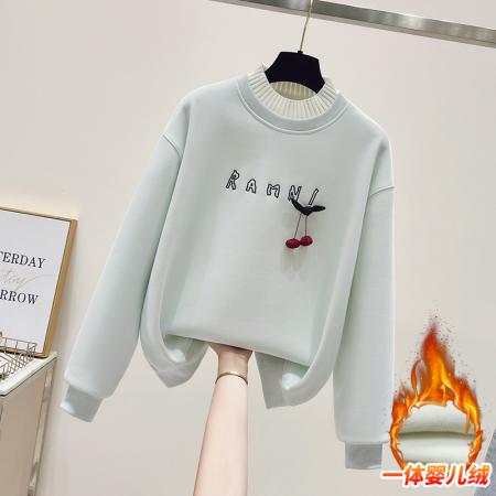 毛线领假两件小清新卫衣女加绒小个子上衣 服裝批發女裝批發服飾貨源