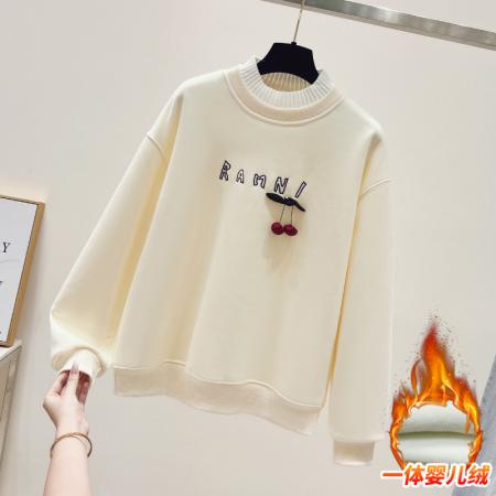 毛线领假两件小清新卫衣女加绒小个子上衣 服裝批發女裝批發服飾貨源