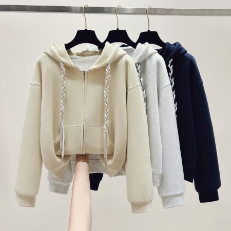 秋款卫衣女新款韩版连帽宽松纯色小清新外套女 服裝批發女裝批發服飾貨源