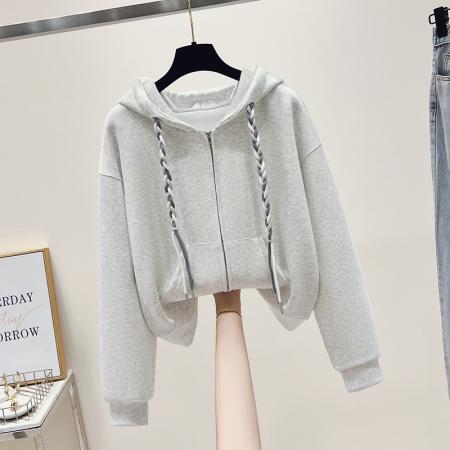 秋款卫衣女新款韩版连帽宽松纯色小清新外套女 服裝批發女裝批發服飾貨源