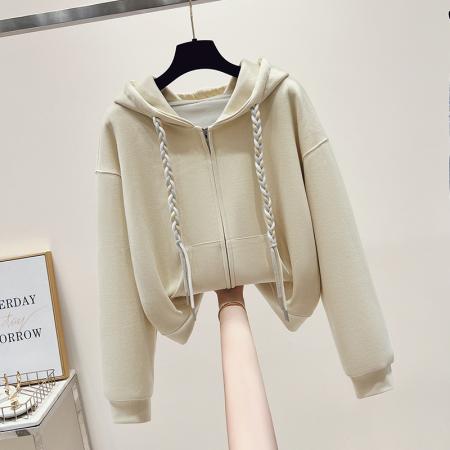 秋款卫衣女新款韩版连帽宽松纯色小清新外套女 服裝批發女裝批發服飾貨源