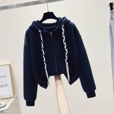 秋款卫衣女新款韩版连帽宽松纯色小清新外套女 服裝批發女裝批發服飾貨源