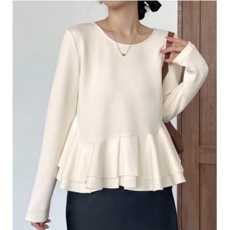 秋装新款欧美长袖衬衫纯色前纽扣简约衬衣优雅时尚日常休闲上衣 服裝批發女裝批發服飾貨源