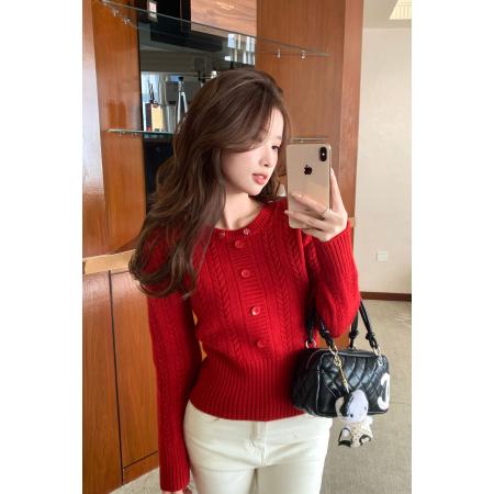 韩系简约气质百搭显瘦针织衫女毛领可拆麻花毛衣 服裝批發女裝批發服飾貨源