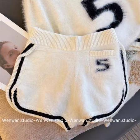 小香风针织套装女秋季新款设计感小众洋气高级感短裤两件套 服裝批發女裝批發服飾貨源