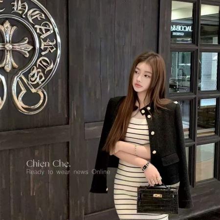 新款气质千金高级名媛法式小香风春秋外套立领短款百搭上衣 服裝批發女裝批發服飾貨源