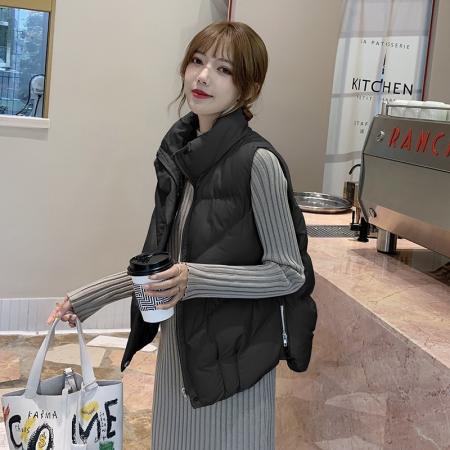 冬季羽绒马甲外套女新款小个子短款背心棉服马夹洋气时髦棉袄 服裝批發女裝批發服飾貨源