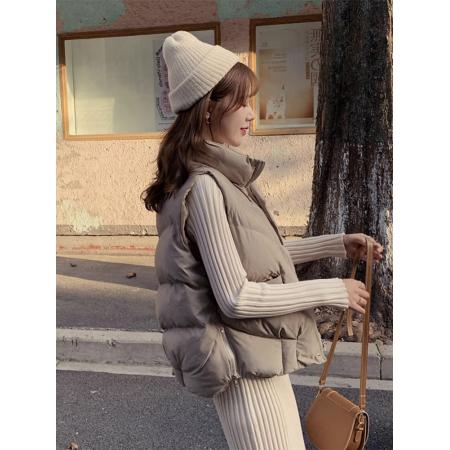 冬季羽绒马甲外套女新款小个子短款背心棉服马夹洋气时髦棉袄 服裝批發女裝批發服飾貨源