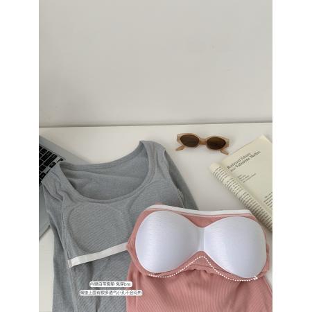 邱肉瑶秋季新款字母印花打底衫纯色修身型显瘦U领内搭长袖T恤女 服裝批發女裝批發服飾貨源