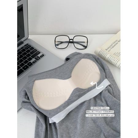 带胸垫弹力磨毛方领针织衫女秋季新款长袖加绒上衣潮 服裝批發女裝批發服飾貨源