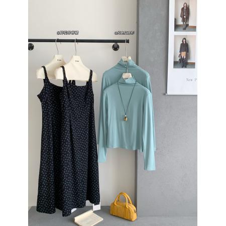 秋季新款韩版宽松显瘦碎花吊带背心裙+打底衫两件套女套装 服裝批發女裝批發服飾貨源