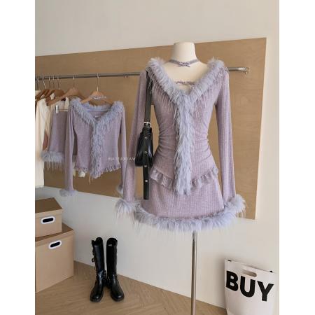 瑞茜紫垣听雪秋冬纯欲风小众设计显瘦上衣短裙 服裝批發女裝批發服飾貨源