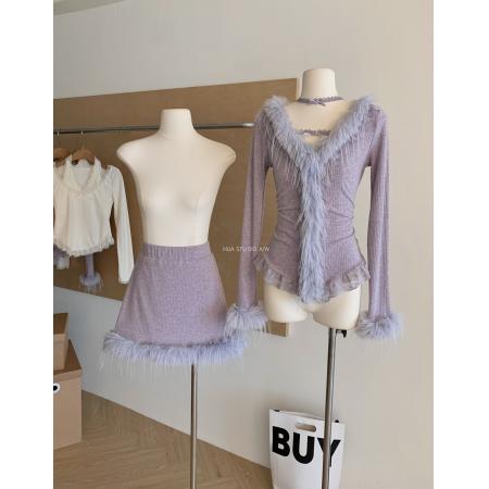 瑞茜紫垣听雪秋冬纯欲风小众设计显瘦上衣短裙 服裝批發女裝批發服飾貨源