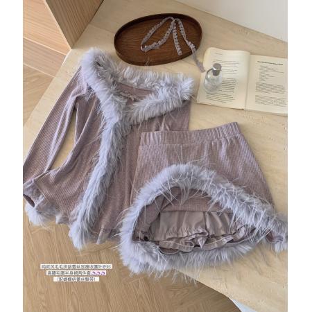 瑞茜紫垣听雪秋冬纯欲风小众设计显瘦上衣短裙 服裝批發女裝批發服飾貨源