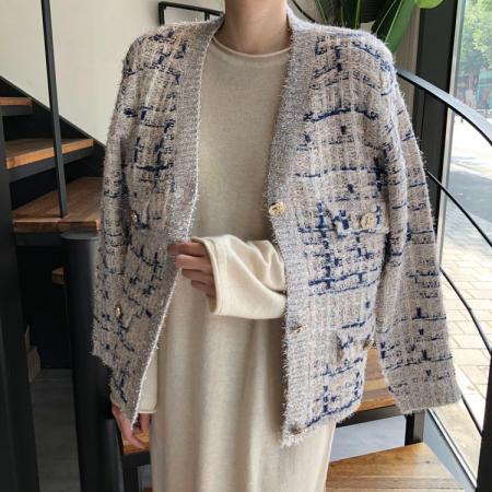 大码重工气质韩版针织加厚混色小香风毛衣针织外套 服裝批發女裝批發服飾貨源