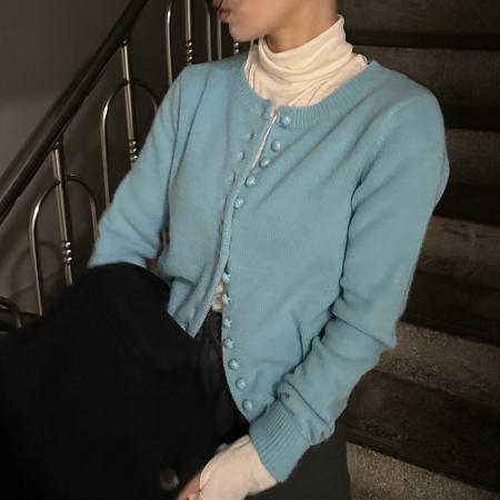 韩版ins超火圆领单排扣毛针织开衫 服裝批發女裝批發服飾貨源