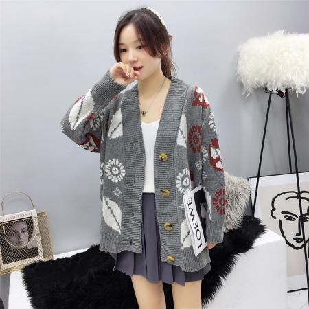 针织开衫秋韩版宽松很仙的慵懒风网红毛衣外套女 服裝批發女裝批發服飾貨源