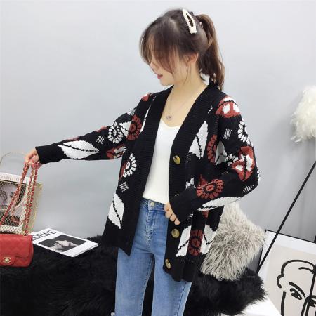 针织开衫秋韩版宽松很仙的慵懒风网红毛衣外套女 服裝批發女裝批發服飾貨源