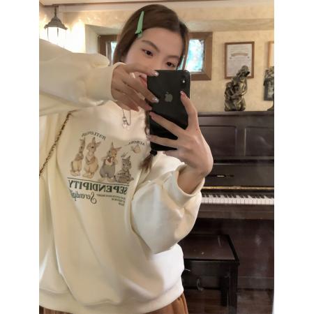 CX13611# 最便宜服饰批发 大卫衣韩版小众休闲情侣卫衣女ins慵懒设计感外套