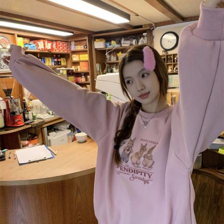 CX13611# 最便宜服饰批发 大卫衣韩版小众休闲情侣卫衣女ins慵懒设计感外套